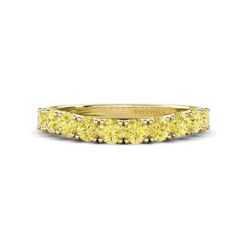 Zevara 1.10 ctw Round Yellow Sapphire Women Stackable Curved Wedding Band 