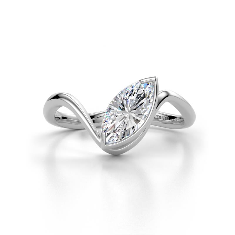 Oceara  1.15 ct IGI Certified Marquise Shape Lab Grown Diamond Women Wave Solitaire Engagement Ring 