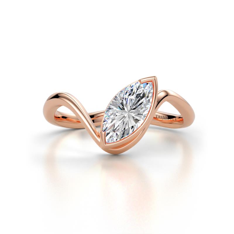 Oceara  1.15 ct IGI Certified Marquise Shape Lab Grown Diamond Women Wave Solitaire Engagement Ring 