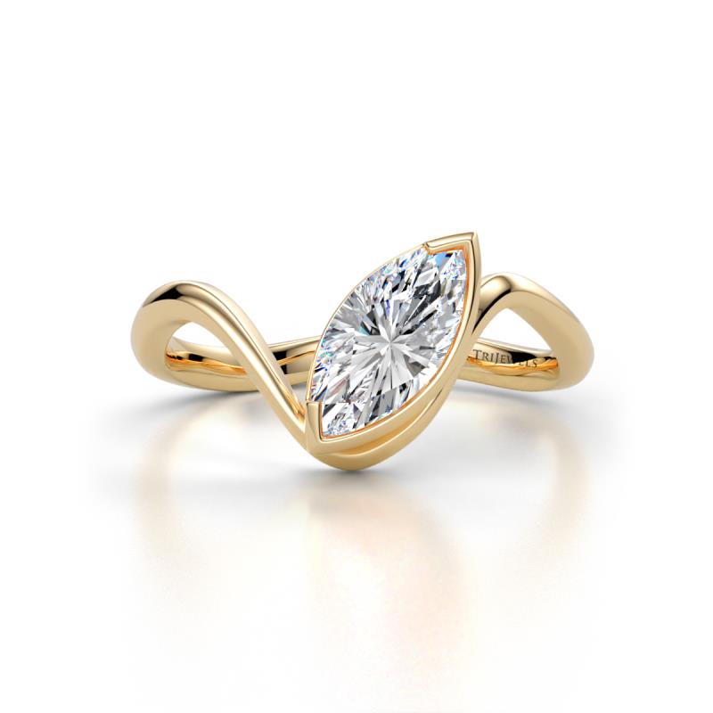 Oceara  1.15 ct IGI Certified Marquise Shape Lab Grown Diamond Women Wave Solitaire Engagement Ring 