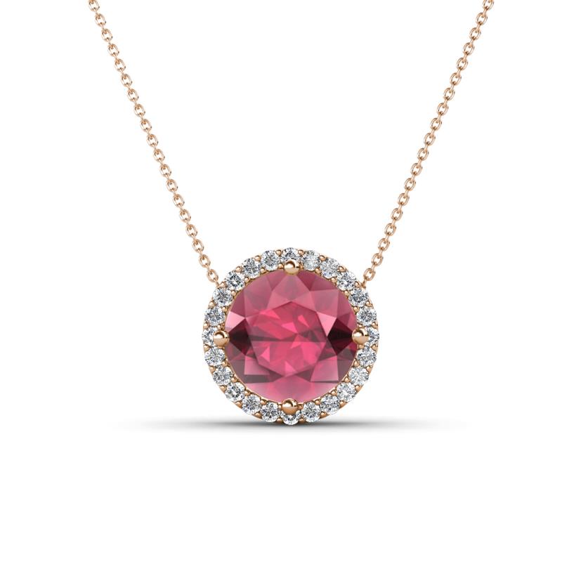 Catriona Round Rhodolite Garnet and Diamond Halo Slider Pendant Necklace 