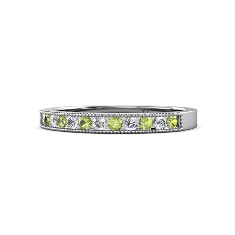 Ronia Peridot and Lab Grown Diamond 12 Stone Wedding Band 