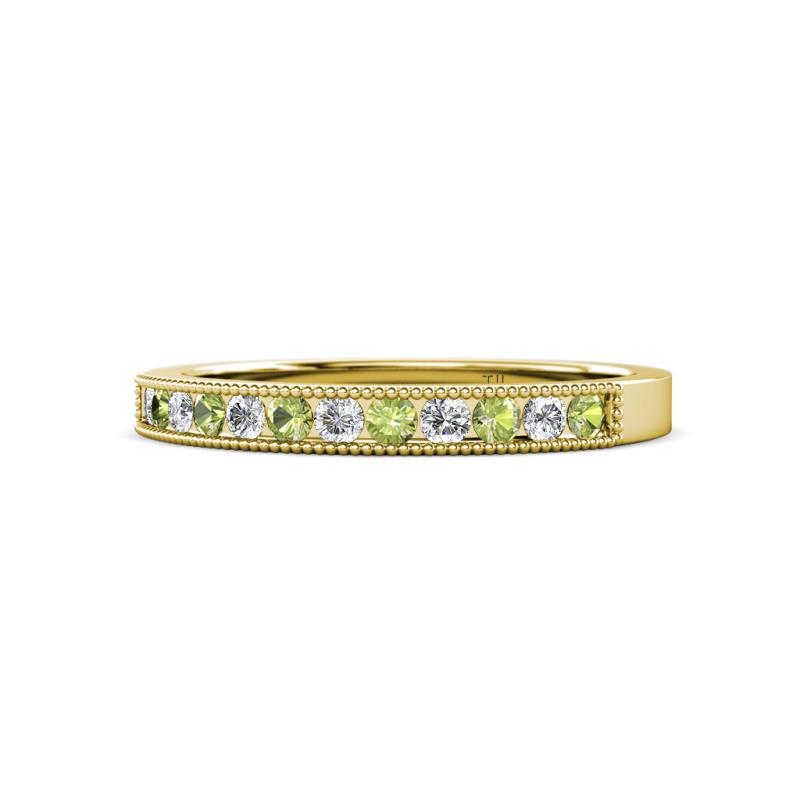 Ronia Peridot and Lab Grown Diamond 12 Stone Wedding Band 