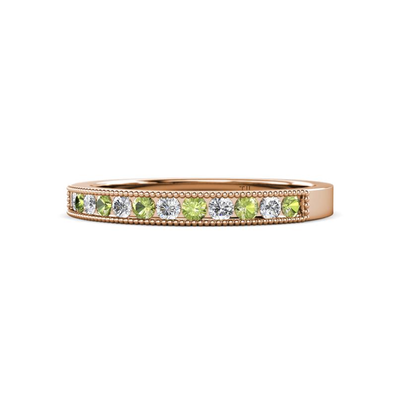 Ronia Peridot and Lab Grown Diamond 12 Stone Wedding Band 