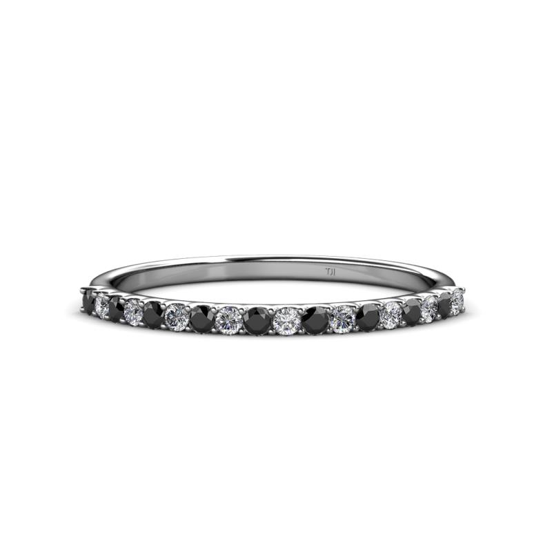 Iskra 1.50 mm Round Black Diamond and White Diamond 18 Stone Wedding Band 