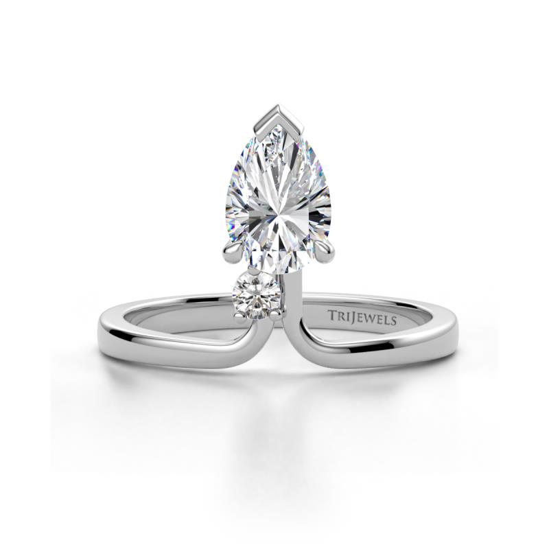 Sorelle 1.05 ctw GIA Certified Pear Shape Natural Diamond accented Round Diamond Floating Tear Drop Women Solitaire Plus Engagement Ring 