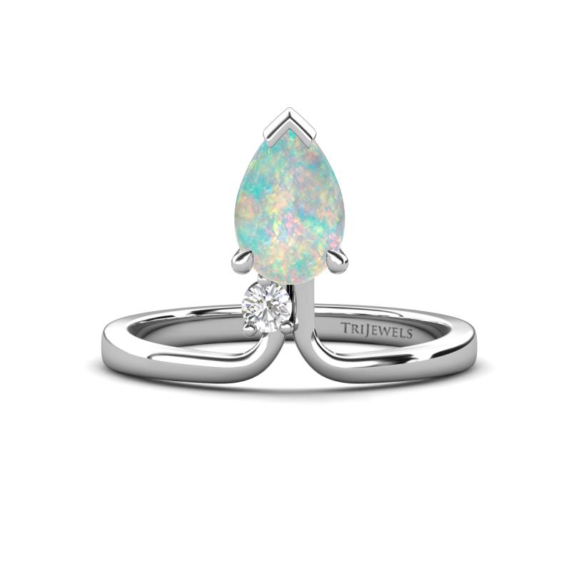 Sorelle 0.50 ctw Pear Shape Opal accented Round Natural Diamond Floating Tear Drop Women Solitaire Plus Engagement Ring 