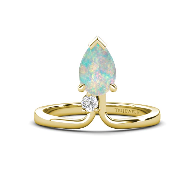 Sorelle 0.50 ctw Pear Shape Opal accented Round Natural Diamond Floating Tear Drop Women Solitaire Plus Engagement Ring 