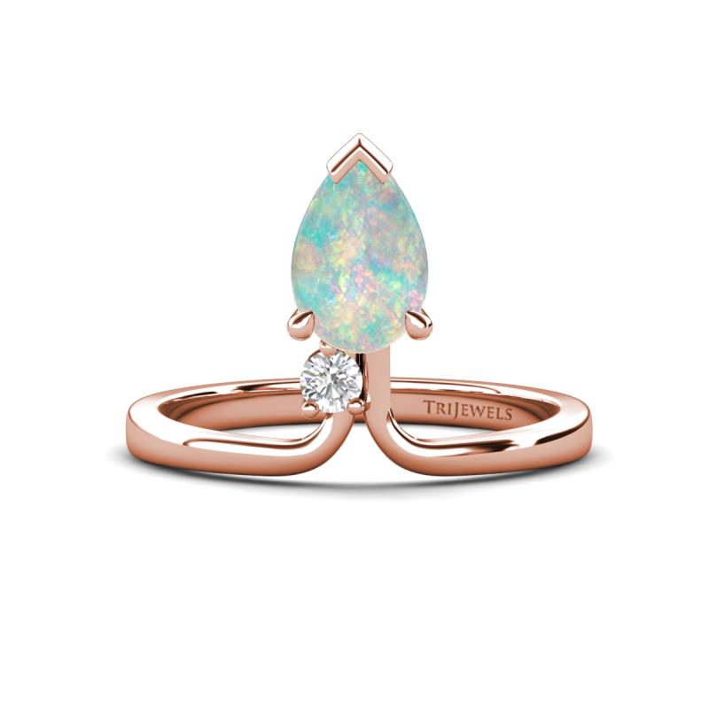 Sorelle 0.50 ctw Pear Shape Opal accented Round Natural Diamond Floating Tear Drop Women Solitaire Plus Engagement Ring 