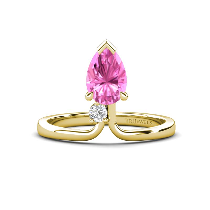 Sorelle 1.35 ctw Pear Shape Created Pink Sapphire accented Round Natural Diamond Floating Tear Drop Women Solitaire Plus Engagement Ring 