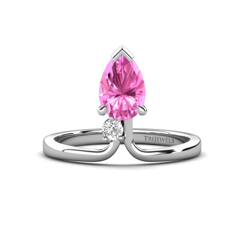 Sorelle 1.35 ctw Pear Shape Created Pink Sapphire accented Round Natural Diamond Floating Tear Drop Women Solitaire Plus Engagement Ring 