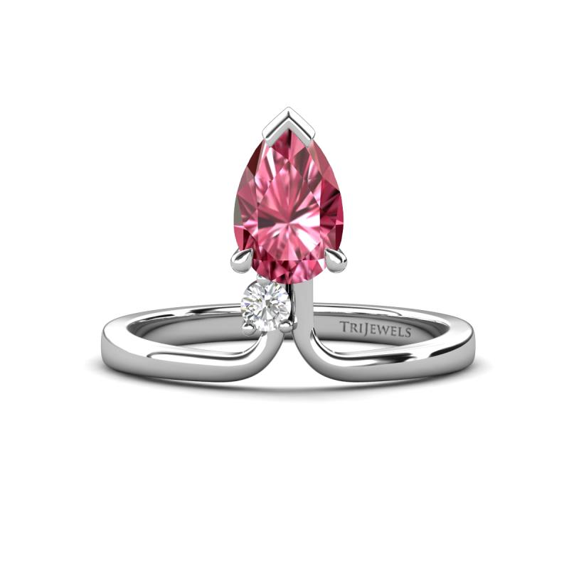 Sorelle 0.85 ctw Pear Shape Pink Tourmaline accented Round Natural Diamond Floating Tear Drop Women Solitaire Plus Engagement Ring 