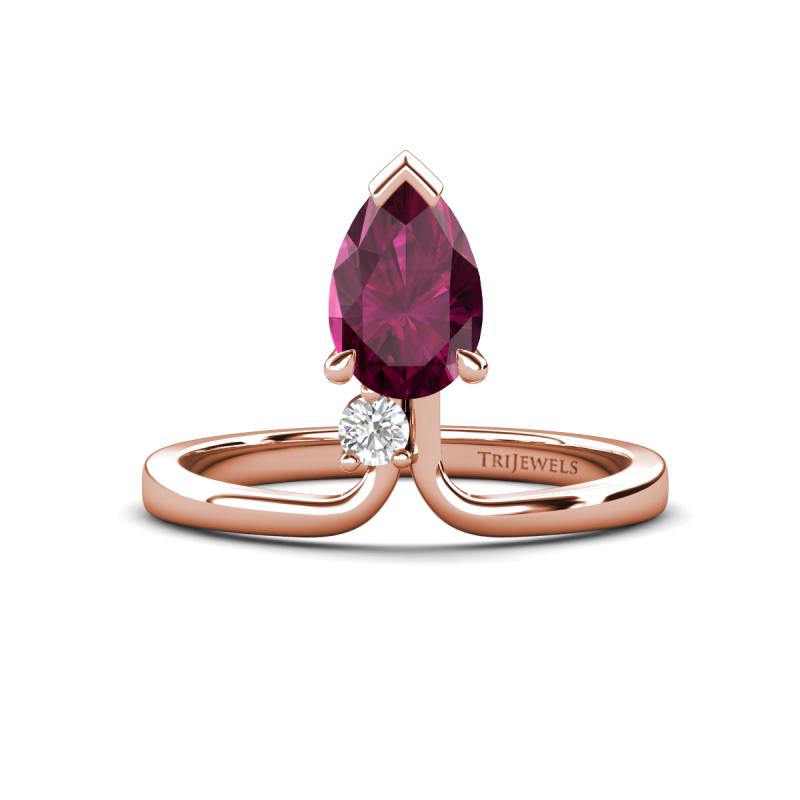Sorelle 1.15 ctw Pear Shape Rhodolite Garnet accented Round Natural Diamond Floating Tear Drop Women Solitaire Plus Engagement Ring 