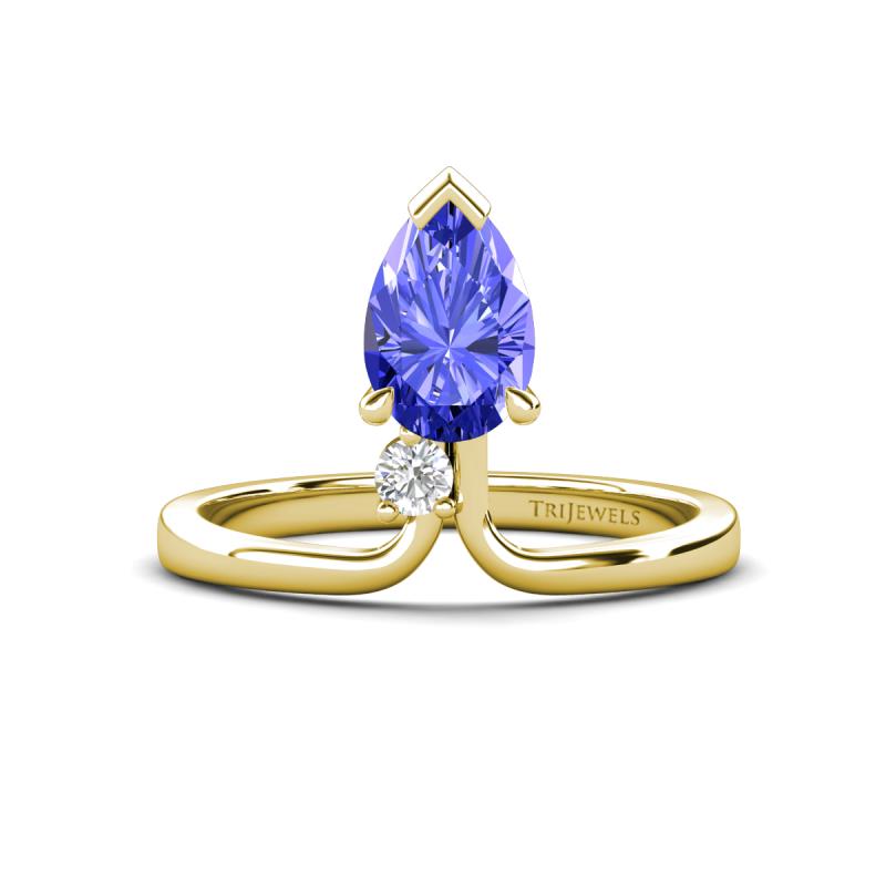 Sorelle 1.45 ctw Pear Shape Tanzanite accented Round Natural Diamond Floating Tear Drop Women Solitaire Plus Engagement Ring 