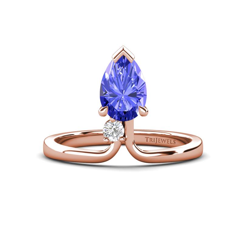 Sorelle 1.45 ctw Pear Shape Tanzanite accented Round Natural Diamond Floating Tear Drop Women Solitaire Plus Engagement Ring 