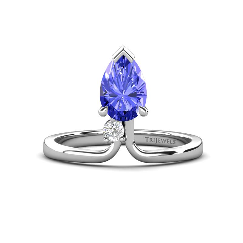 Sorelle 1.45 ctw Pear Shape Tanzanite accented Round Natural Diamond Floating Tear Drop Women Solitaire Plus Engagement Ring 