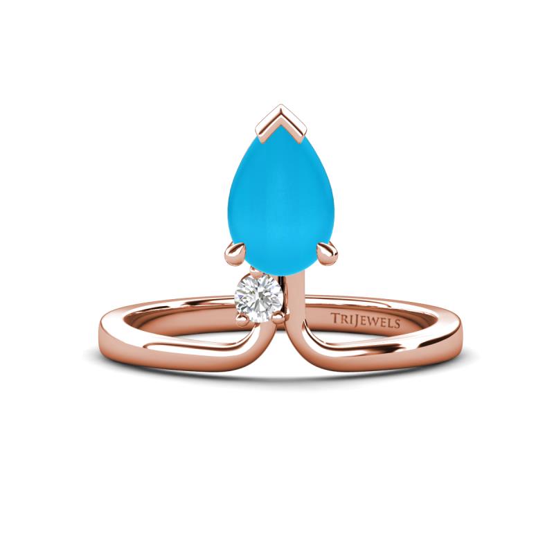 Sorelle 0.50 ctw Pear Shape Turquoise accented Round Natural Diamond Floating Tear Drop Women Solitaire Plus Engagement Ring 