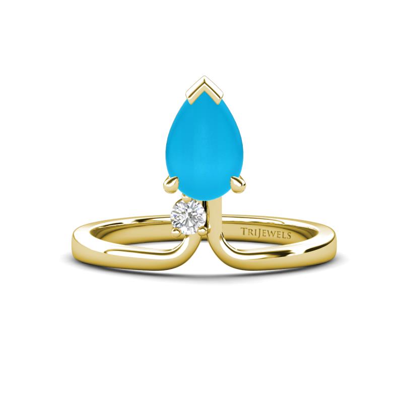 Sorelle 0.50 ctw Pear Shape Turquoise accented Round Natural Diamond Floating Tear Drop Women Solitaire Plus Engagement Ring 