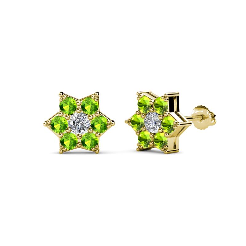 Amora 0.63 ctw Lab Grown Diamond and Peridot Flower Earrings 