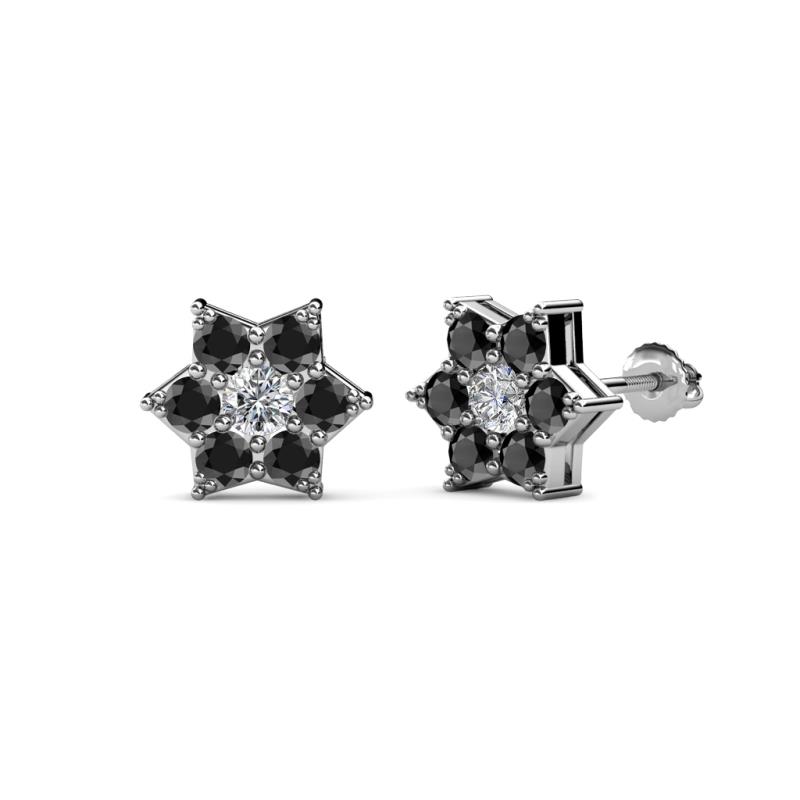 Amora 0.57 ctw Lab Grown Diamond and Black Diamond Flower Earrings 