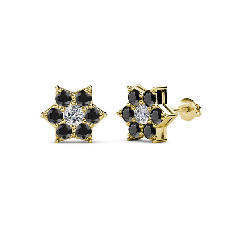 Amora 0.57 ctw Lab Grown Diamond and Black Diamond Flower Earrings 