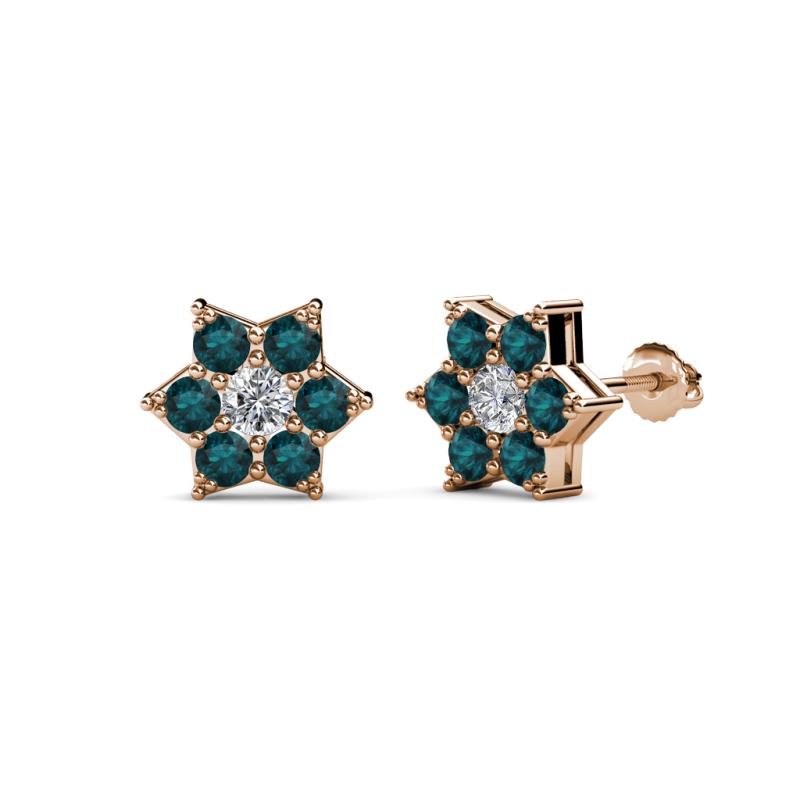 Amora 0.61 ctw Lab Grown Diamond and London Blue Topaz Flower Earrings 