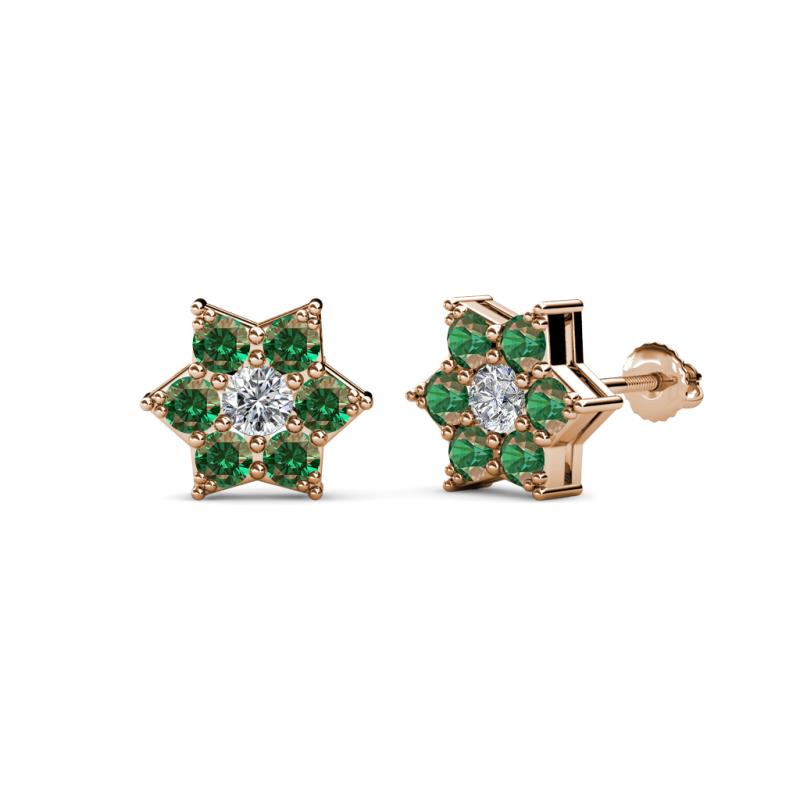 Amora 0.63 ctw Lab Grown Diamond and Created Alexandrite Flower Earrings 