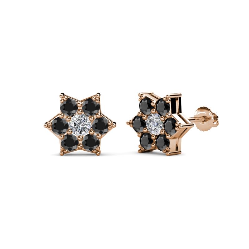 Amora 0.57 ctw Natural Diamond and Black Diamond Flower Earrings 