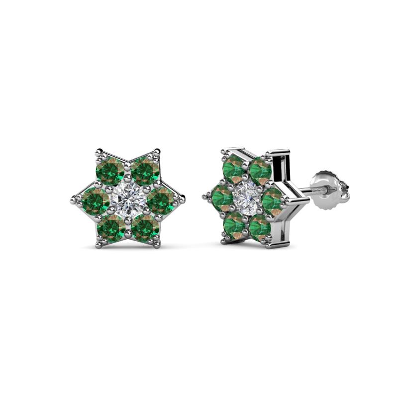 Amora 0.63 ctw Natural Diamond and Created Alexandrite Flower Earrings 