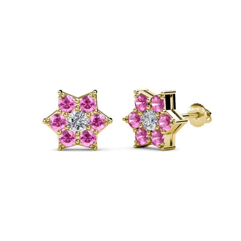 Amora 0.57 ctw Lab Grown Diamond and Pink Sapphire Flower Earrings 