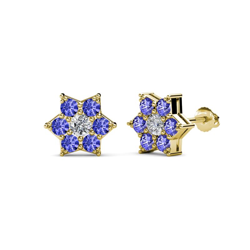 Amora 0.55 ctw Lab Grown Diamond and Tanzanite Flower Earrings 