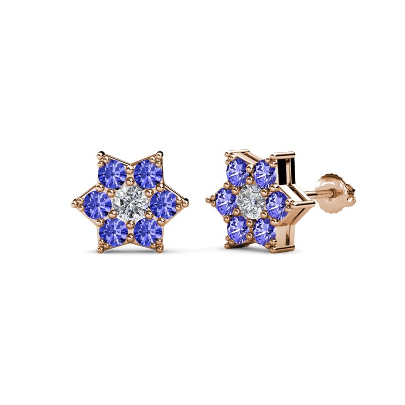 Amora 0.55 ctw Lab Grown Diamond and Tanzanite Flower Earrings 