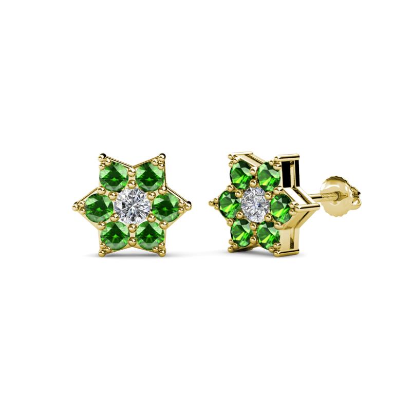 Amora 0.63 ctw Lab Grown Diamond and Green Garnet Flower Earrings 