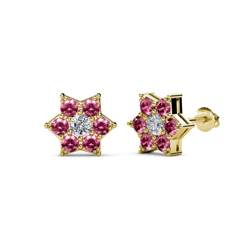 Amora 0.44 ctw Lab Grown Diamond and Pink Tourmaline Flower Earrings 