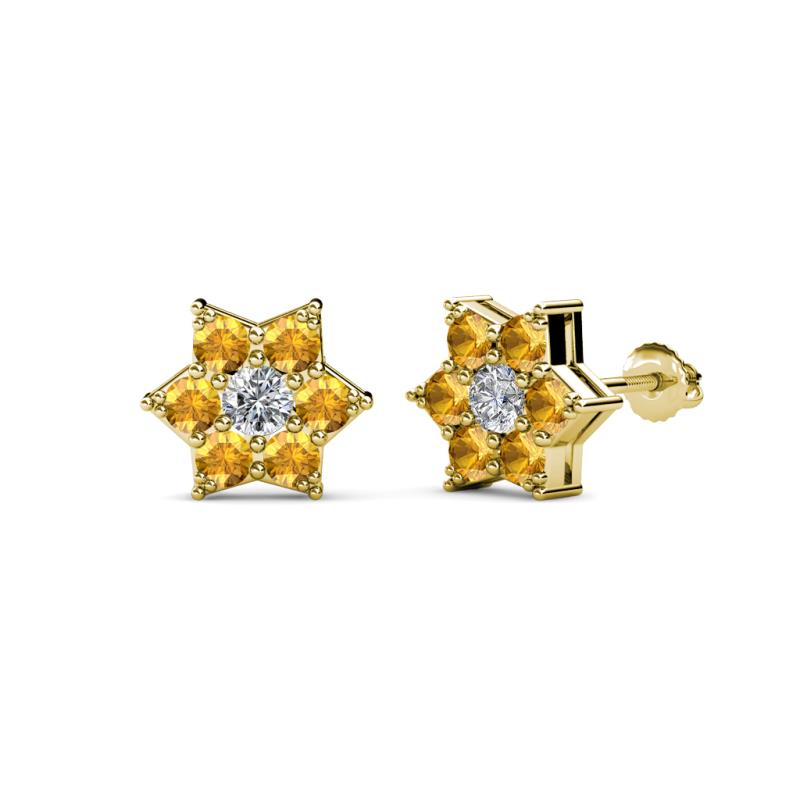 Amora 0.44 ctw Lab Grown Diamond and Citrine Flower Earrings 