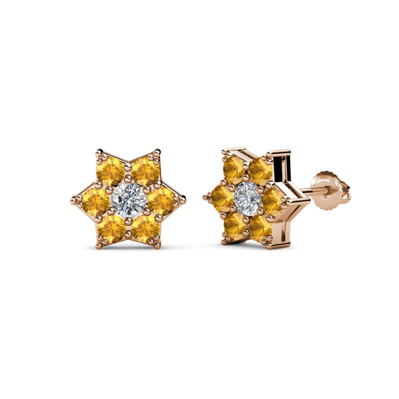 Amora 0.44 ctw Lab Grown Diamond and Citrine Flower Earrings 