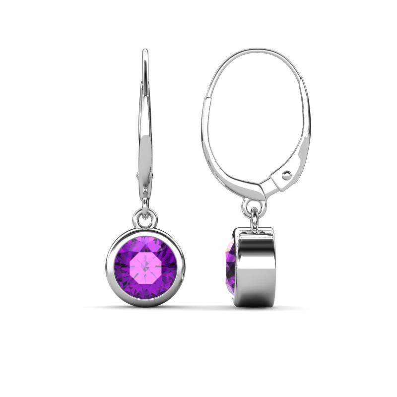 Cara Amethyst (6.5mm) Solitaire Dangling Earrings 