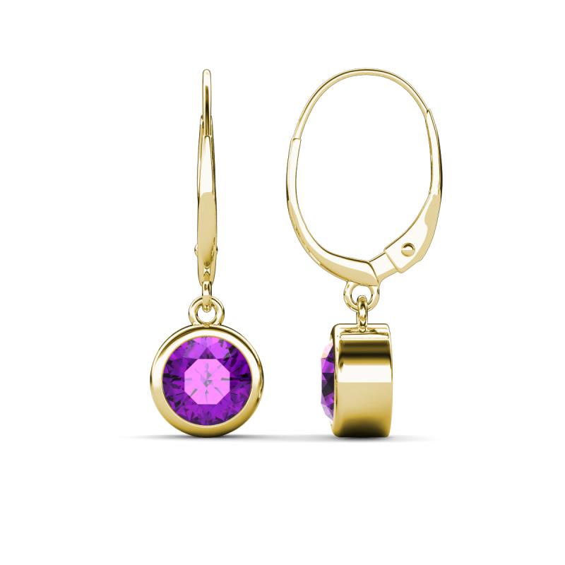 Cara Amethyst (6.5mm) Solitaire Dangling Earrings 