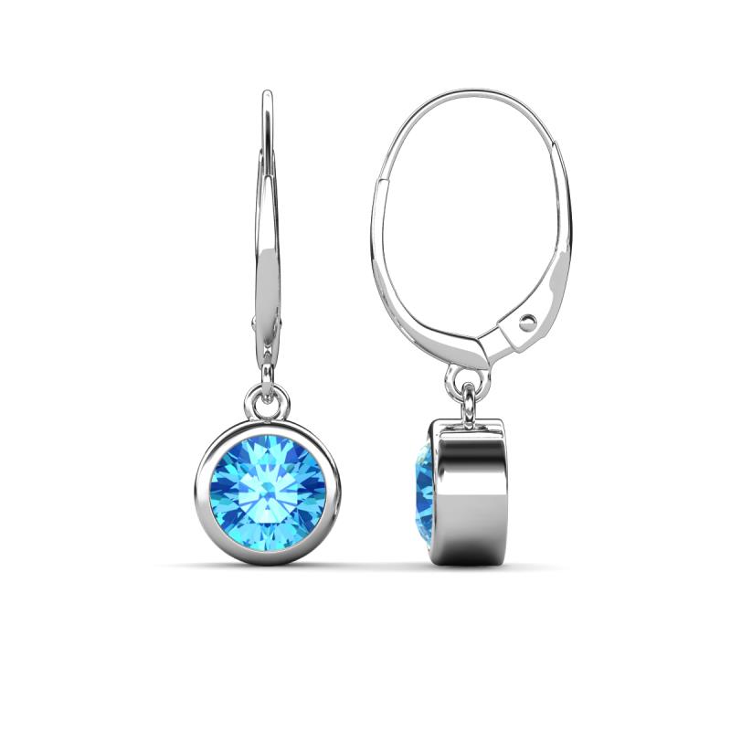 Cara Blue Topaz (6.5mm) Solitaire Dangling Earrings 