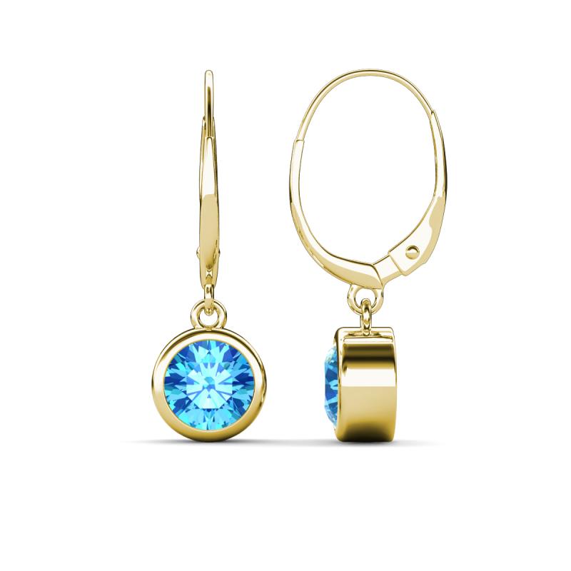 Cara Blue Topaz (6.5mm) Solitaire Dangling Earrings 