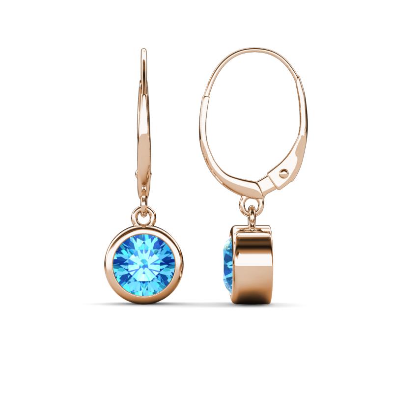 Cara Blue Topaz (6.5mm) Solitaire Dangling Earrings 