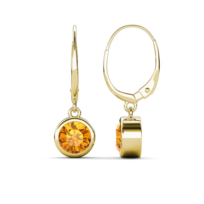 Cara Citrine (6.5mm) Solitaire Dangling Earrings 