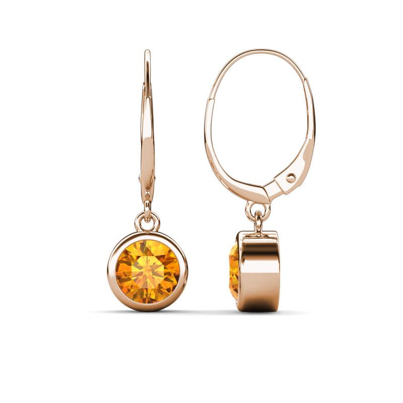 Cara Citrine (6.5mm) Solitaire Dangling Earrings 