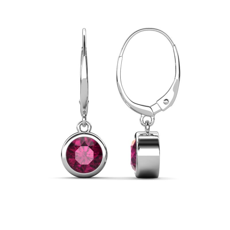 Cara Rhodolite Garnet (6.5mm) Solitaire Dangling Earrings 