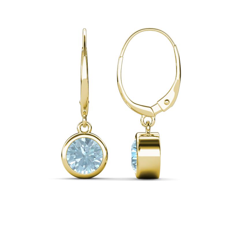 Cara Aquamarine (6.5mm) Solitaire Dangling Earrings 