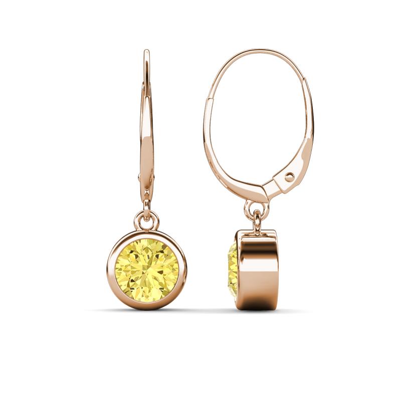 Cara Lab Created Yellow Sapphire (6mm) Solitaire Dangling Earrings 