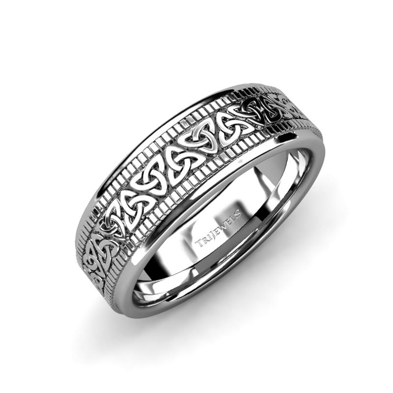 Hamish High Polish 6.00 mm Celtic Trinity Knot Wedding Band 