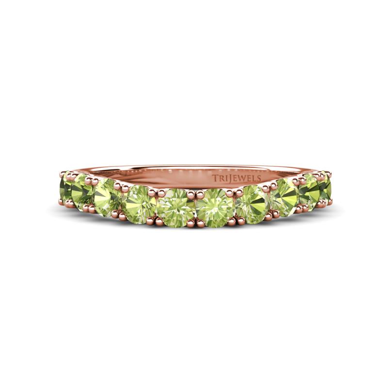 Zevara 1.16 ctw Round Peridot Women Stackable Curved Wedding Band 