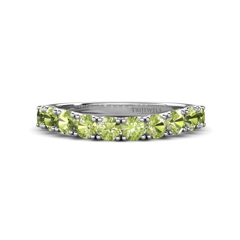 Zevara 1.16 ctw Round Peridot Women Stackable Curved Wedding Band 