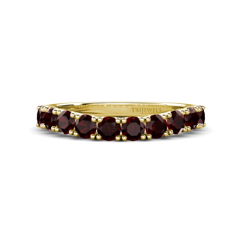 Zevara 1.16 ctw Round Red Garnet Women Stackable Curved Wedding Band 